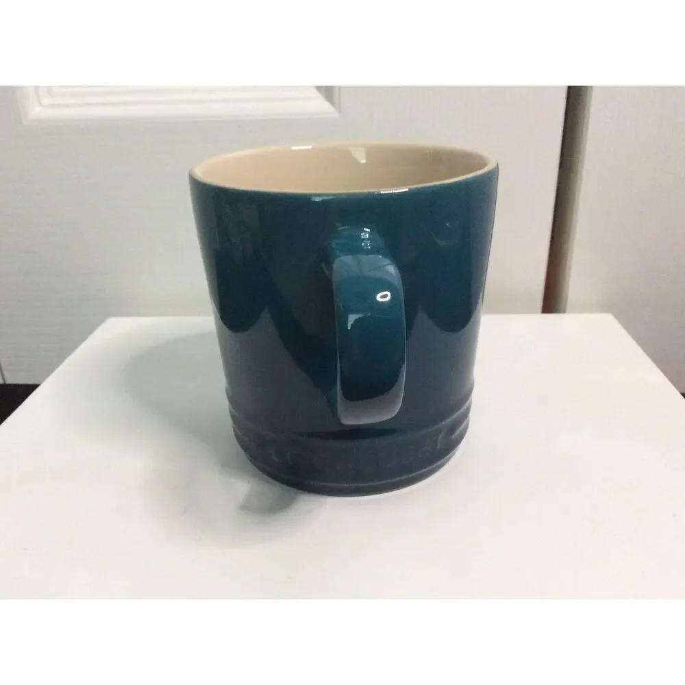 Le Creuset Stoneware Coffee Mug Cup 12oz Deep Teal Fade Ombre - Picture 4 of 5